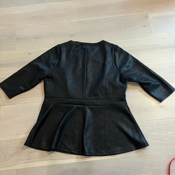 Lane‎ Bryant Faux Leather Look Black Illusion Peplum Top Size 18/20 - Picture 10 of 10